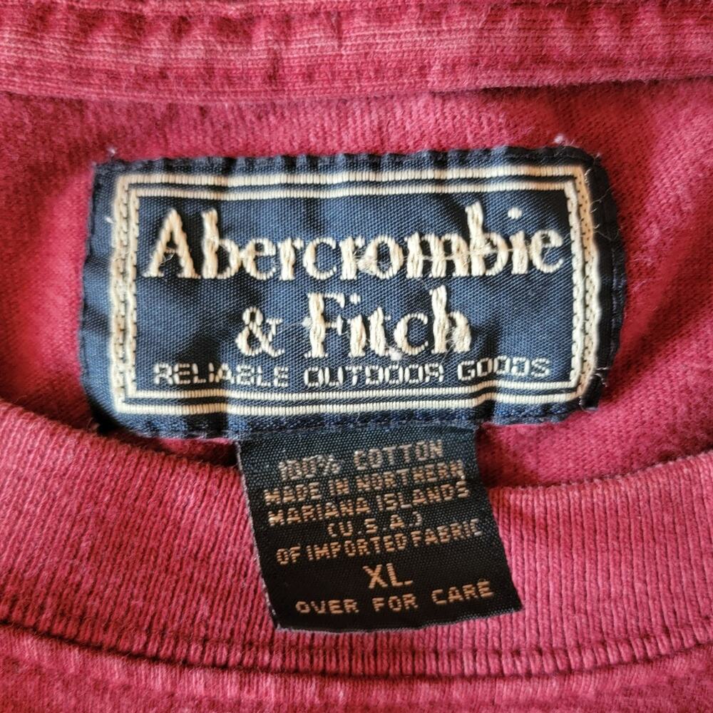 Vintage Abercrombie & Fitch Men XL Long Sleeve T-Shirt Dark Red USA Made Classic - Picture 8 of 9